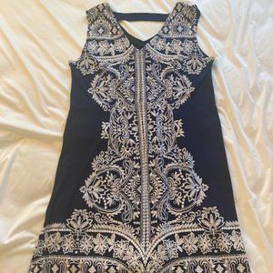 Navy blue pattern tunic dress